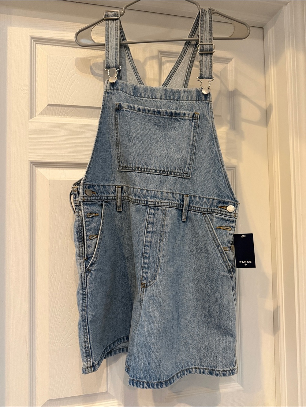 Parke & Ronen Light Blue Denim Relaxed Fit Men’s Overalls Shorts